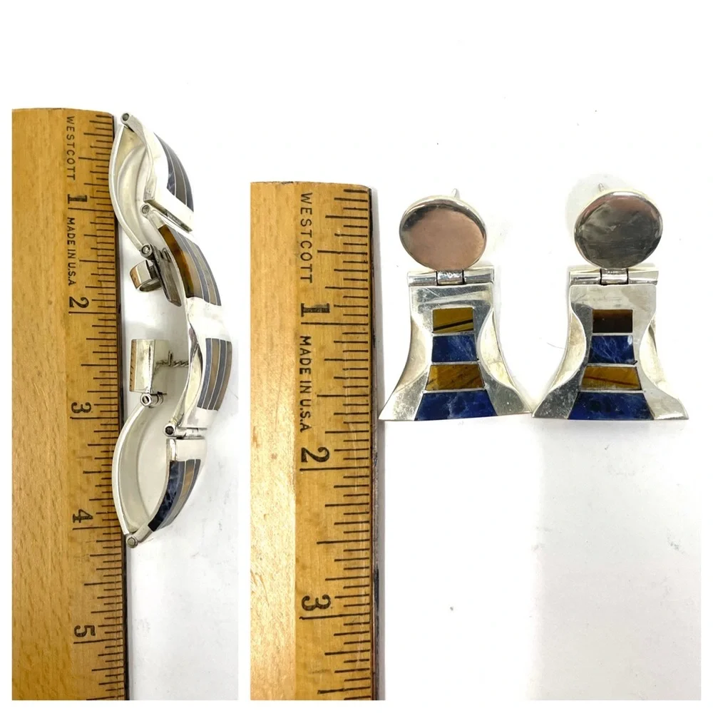 TAXCO three piece sterling silver set with inlaid gemstones, NWOT - Picture 13 of 14